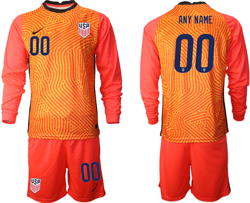 Men 2020-2021 Season National team United States goalkeeper Long sleeve red customized Soccer Jersey->customized soccer jersey->Custom Jersey